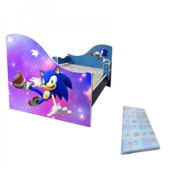 Junior Sonic albastru cu saltea inclusa