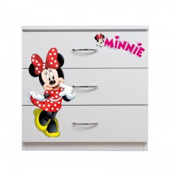 Comoda 3 sertare Minnie alb