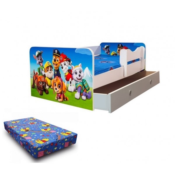Pat junior Paw Patrol cu saltea si sertar Pat junior Paw Patrol cu saltea si sertar