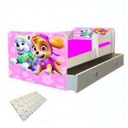 Junior Paw Patrol Pink cu saltea si sertar