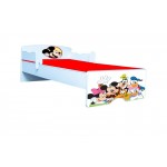 Pat copii Mickey 2 cu saltea si etajera cadou Pat copii Mickey 2 cu saltea si etajera cadou