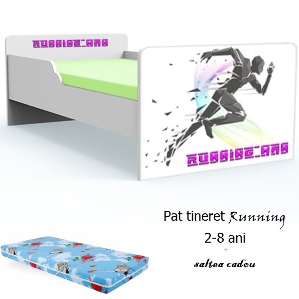 Pat tineret Running Man cu saltea Pat tineret Running Man cu saltea