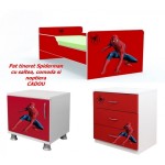 Pat tineret Spiderman , saltea, comoda si noptiera Cadou